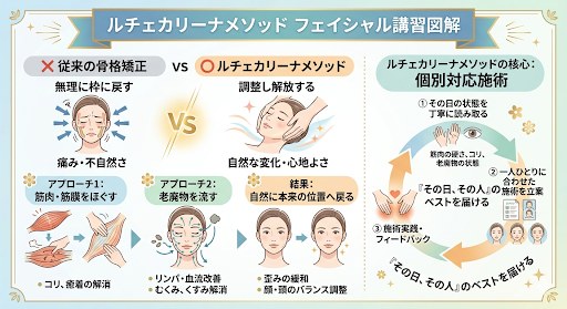 ルチェカリーナメソッド フェイシャル講習の図解
